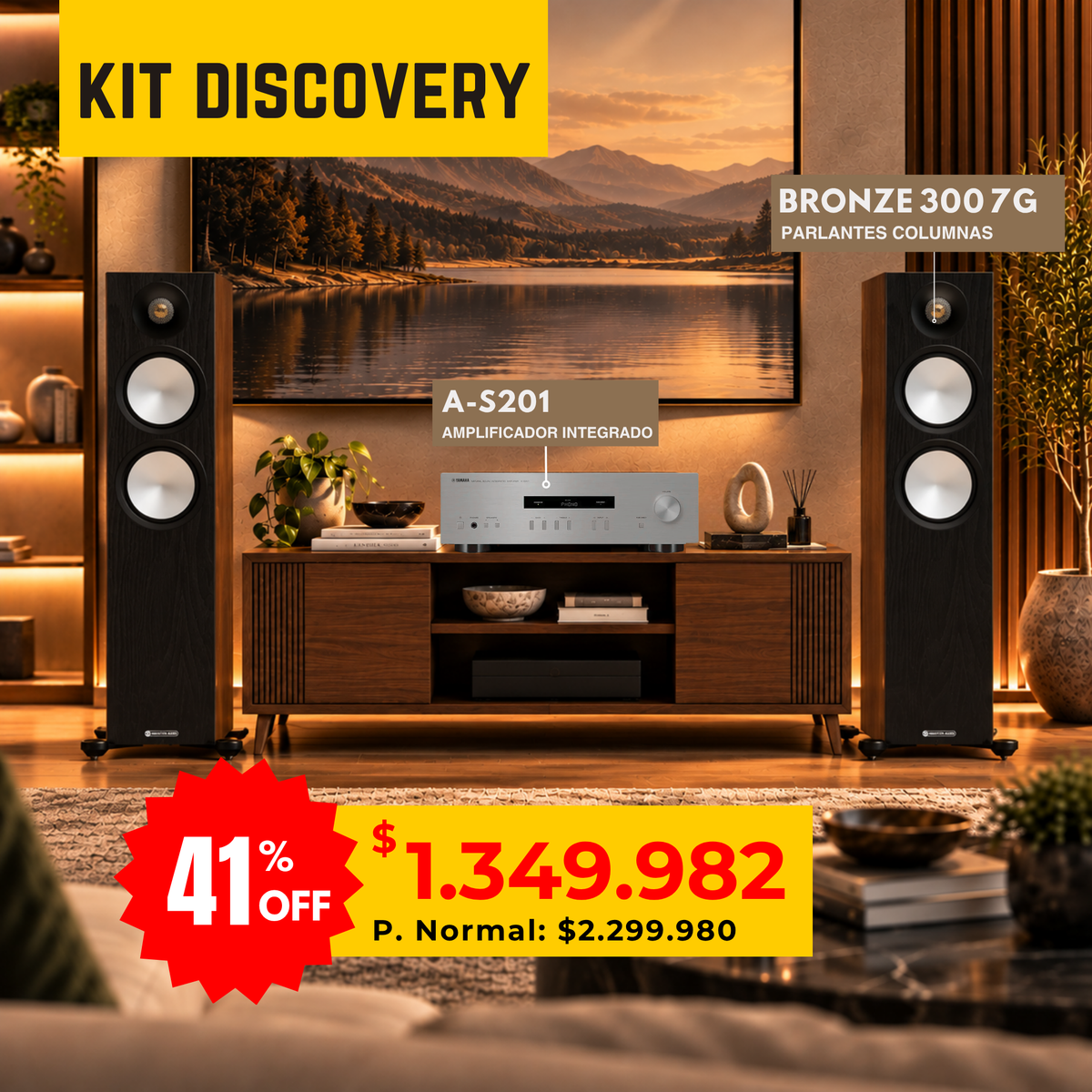 Kit Discovery Columnas Yamaha A-S201 + Monitor Audio Bronze 300 7G