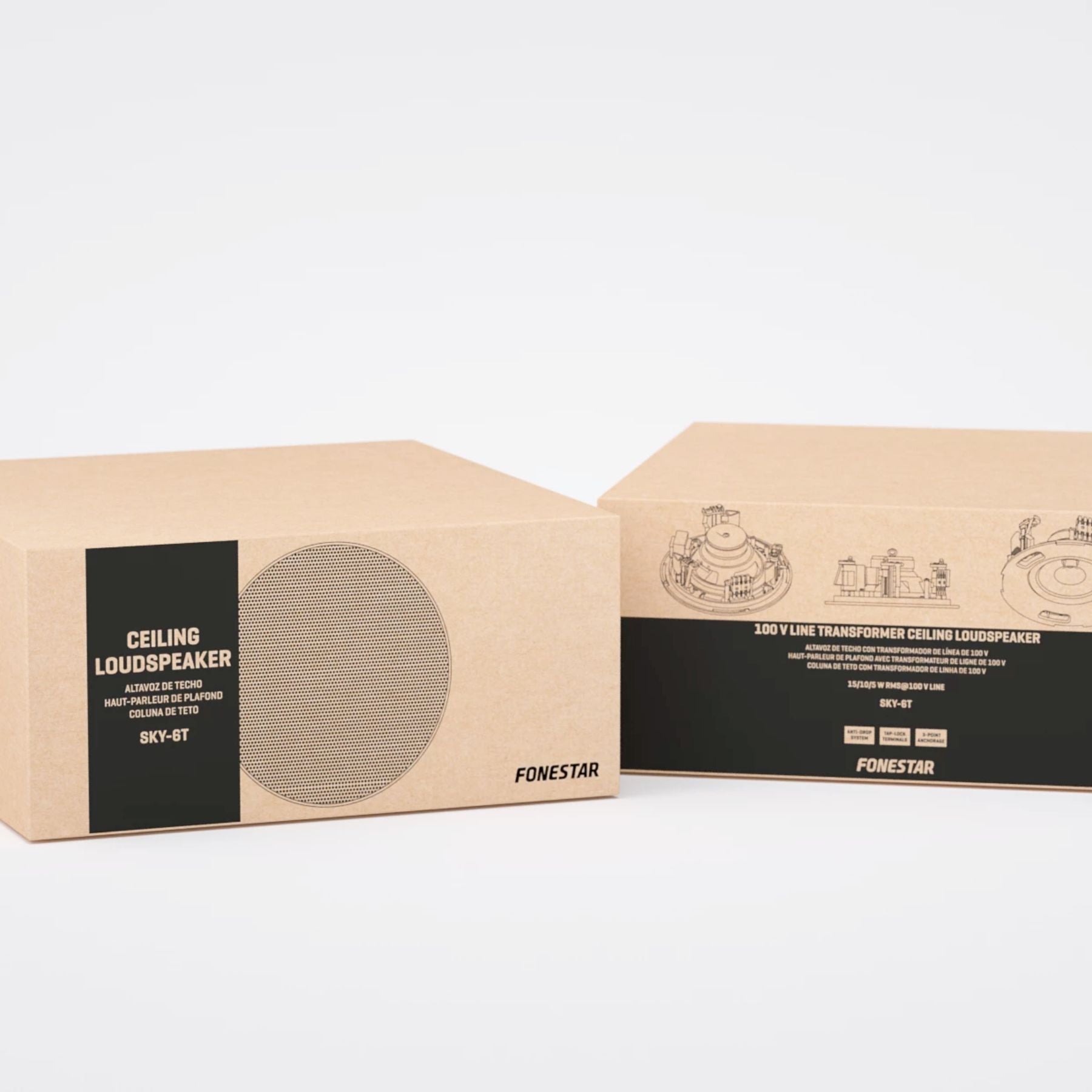Parlante de techo de linea 100v Fonestar SKY-6T 6" 20 RMS