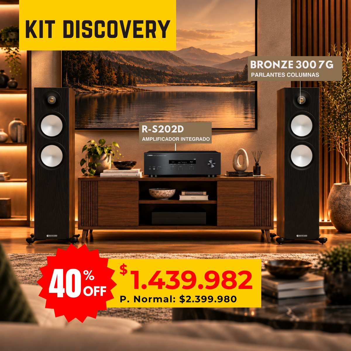 Kit Discovery Columnas Yamaha R-S202D + Monitor Audio Bronze 300 7G
