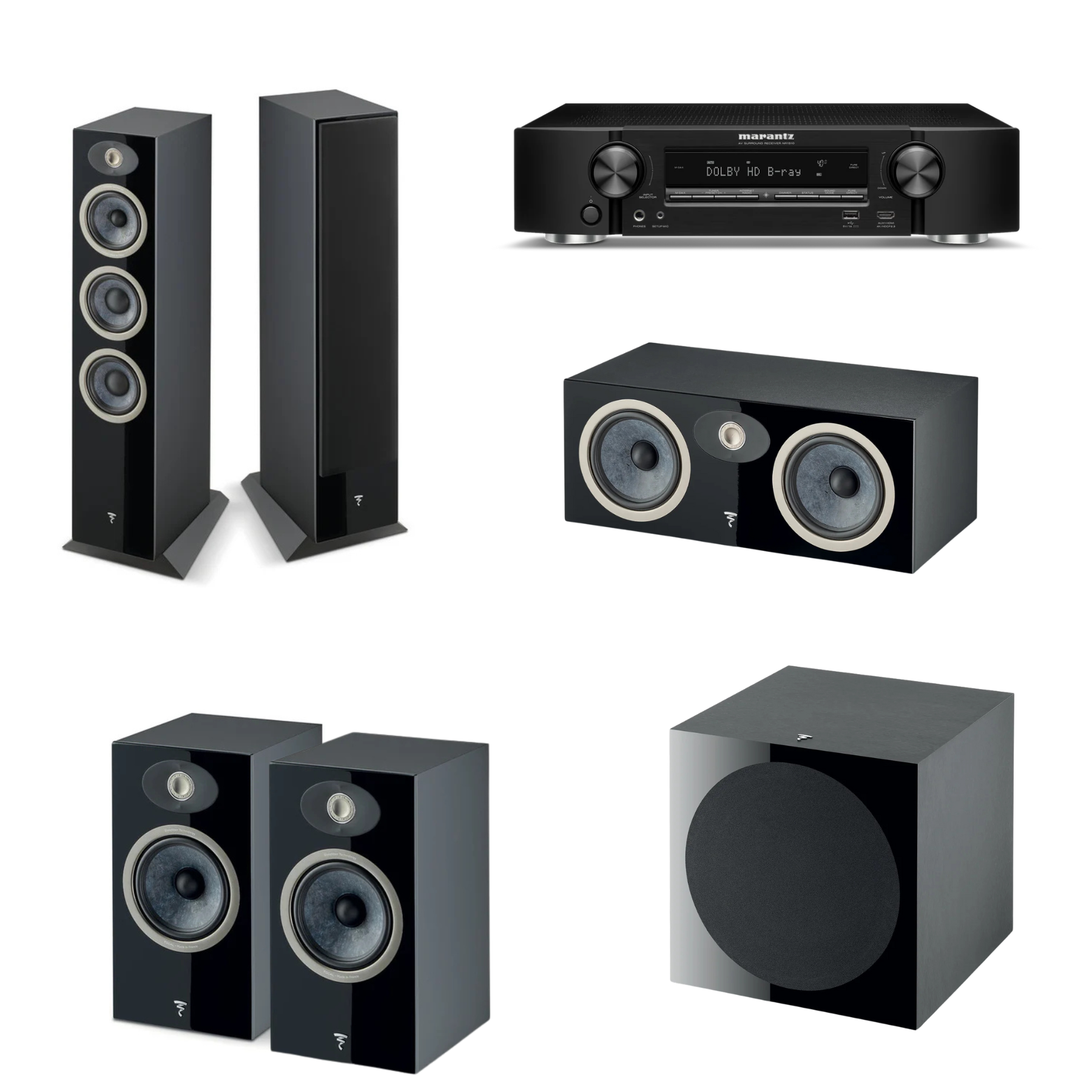 Kit Salas Amplias Theva Focal + Receiver AV 5.2 Con Streamer NR1510 Marantz