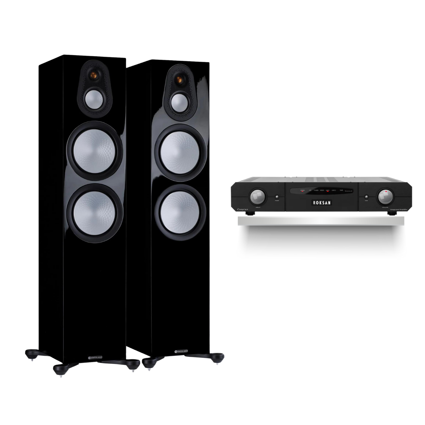 Kit Better Parlantes Columnas Silver 500 7G + Amplificador Integrado Caspian Roksan