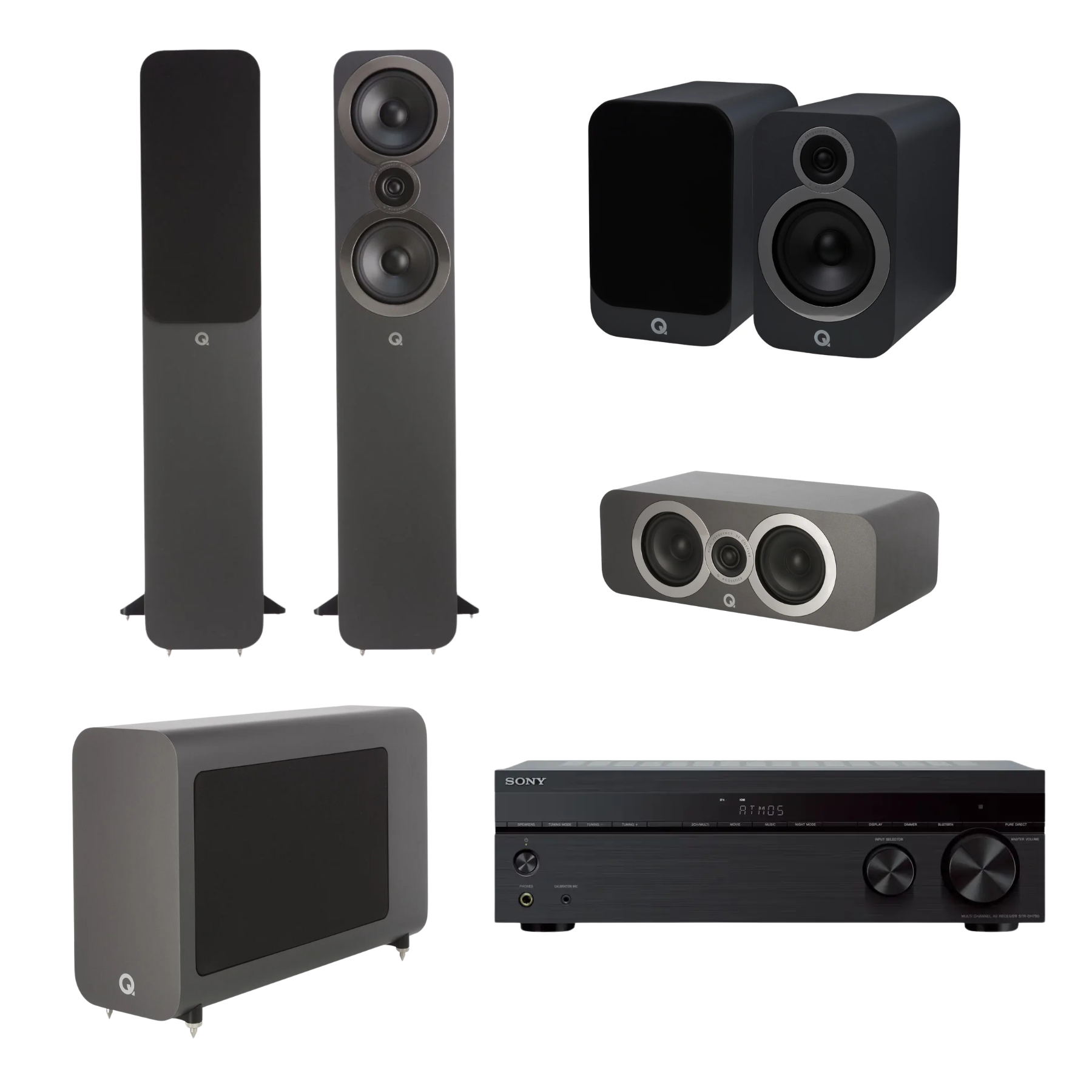 Kit Cine Salas Amplias Q Acoustics + Receiver A/V 7.2 STR-DH790 Sony Bluetooth®