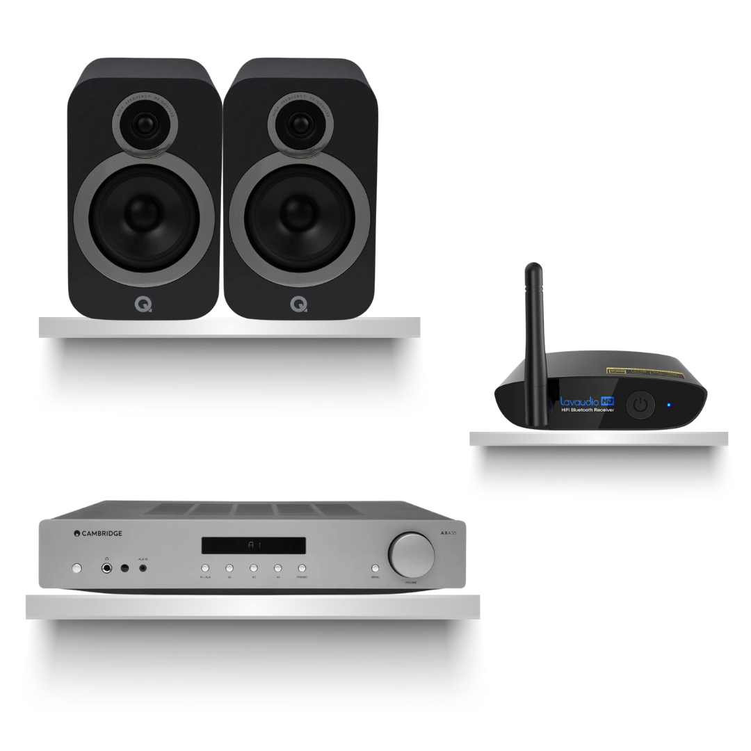 Kit de Inicio Amplificador AXA35 + Parlantes Q3030i Q Acoustics + Receptor Bluetooh APTX