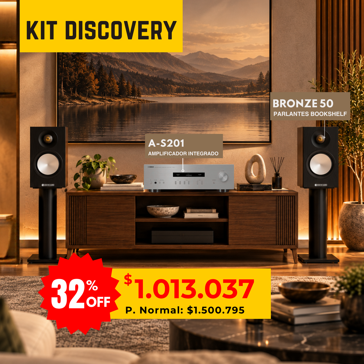 Kit Discovery Estéreo Yamaha A-S201 + Monitor Audio Bronze 50 7G