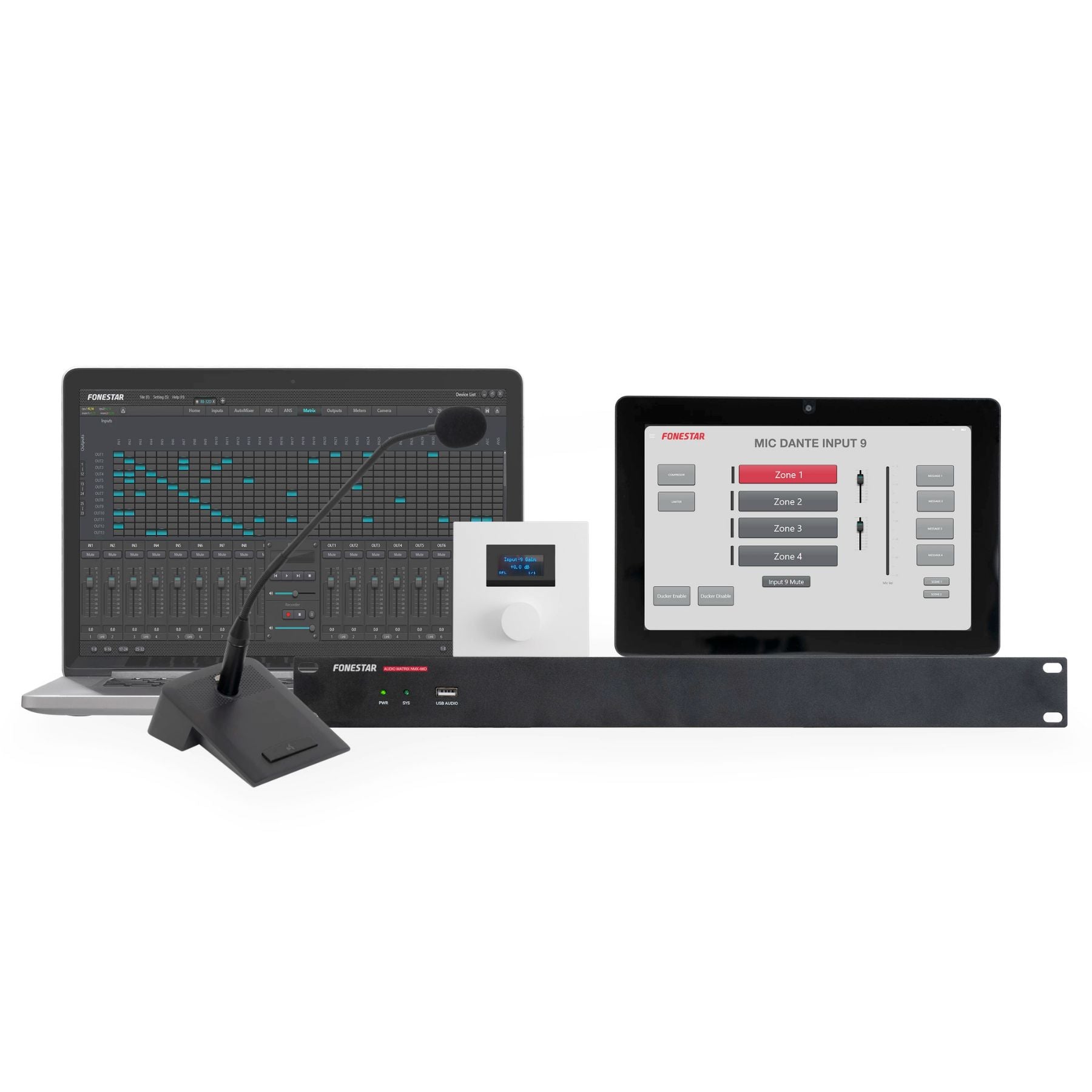 Matriz de audio digital multizona para instalaciones Fonestar NMX-88D