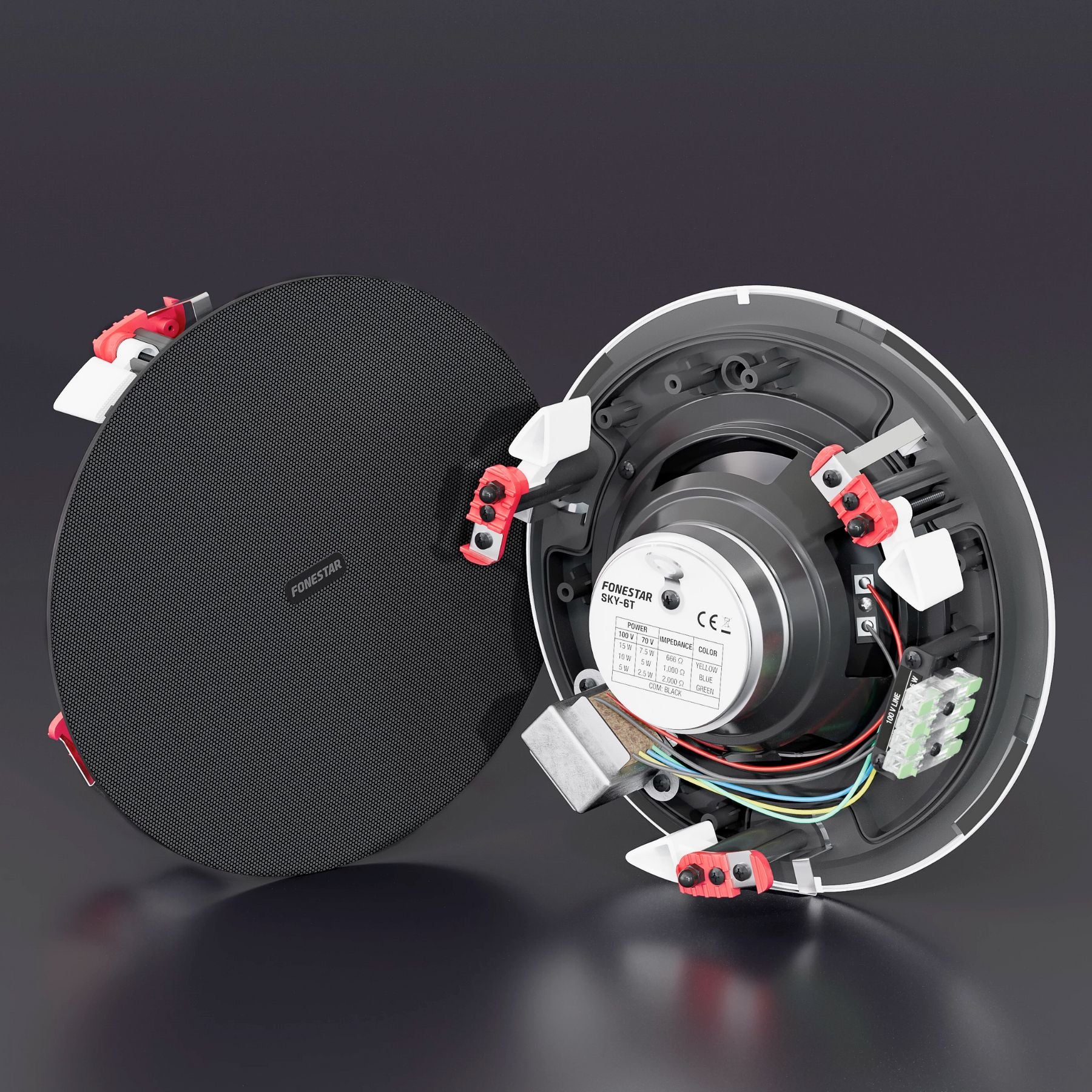 Parlante de techo de linea 100v Fonestar SKY-6T 6" 20 RMS