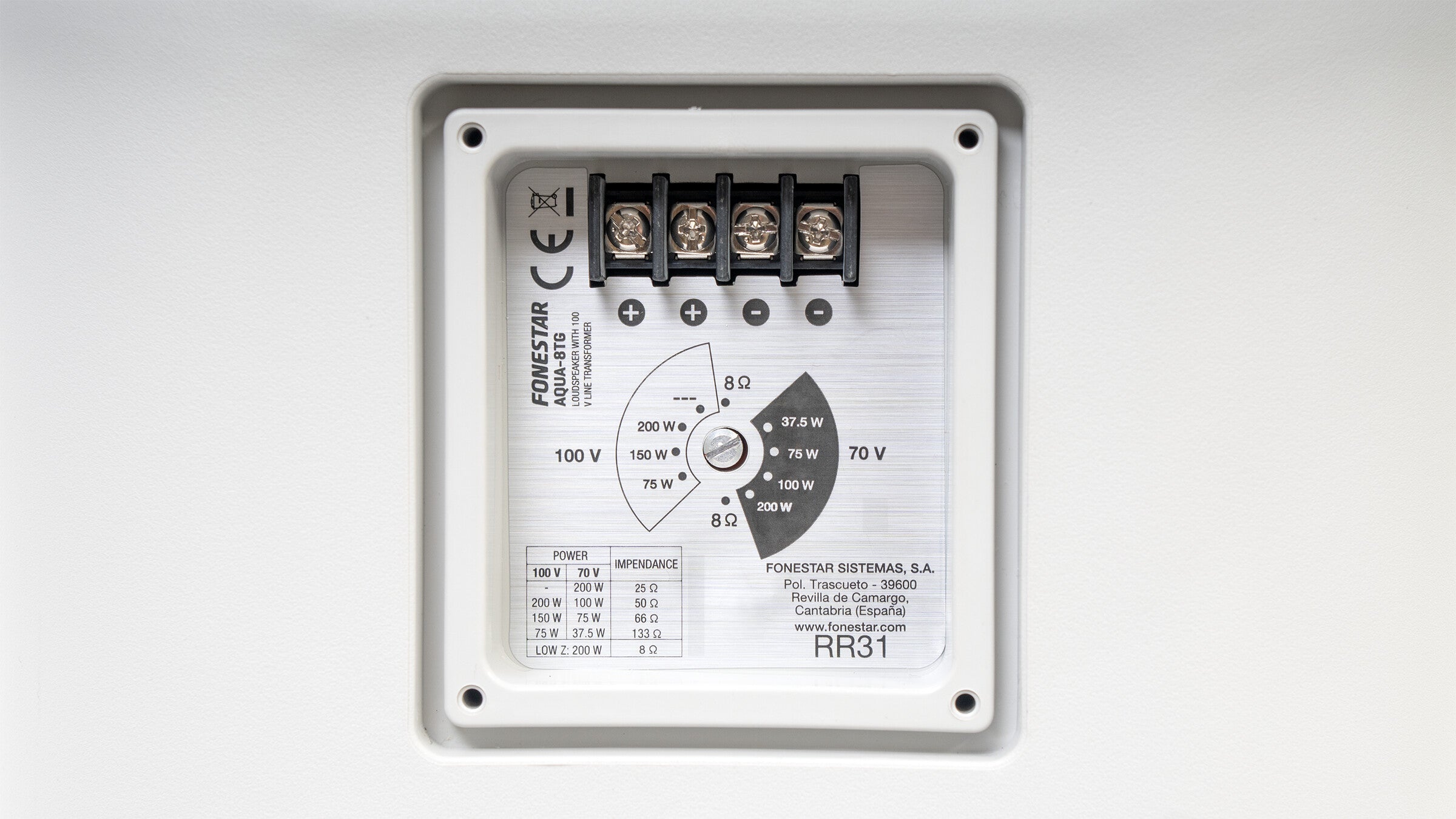 Altavoz de sonorización con transformador de línea 100V Aqua-12TG 300W y baja impedancia Fonestar