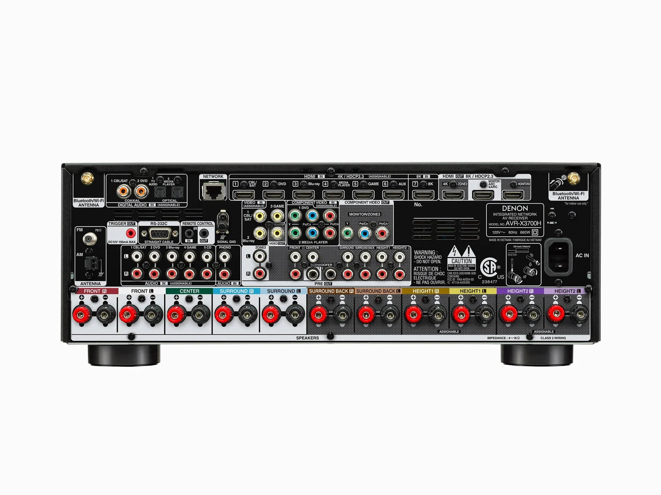 Receiver AV 9.2 CH 8K Atmos Denon AVR-X3700H