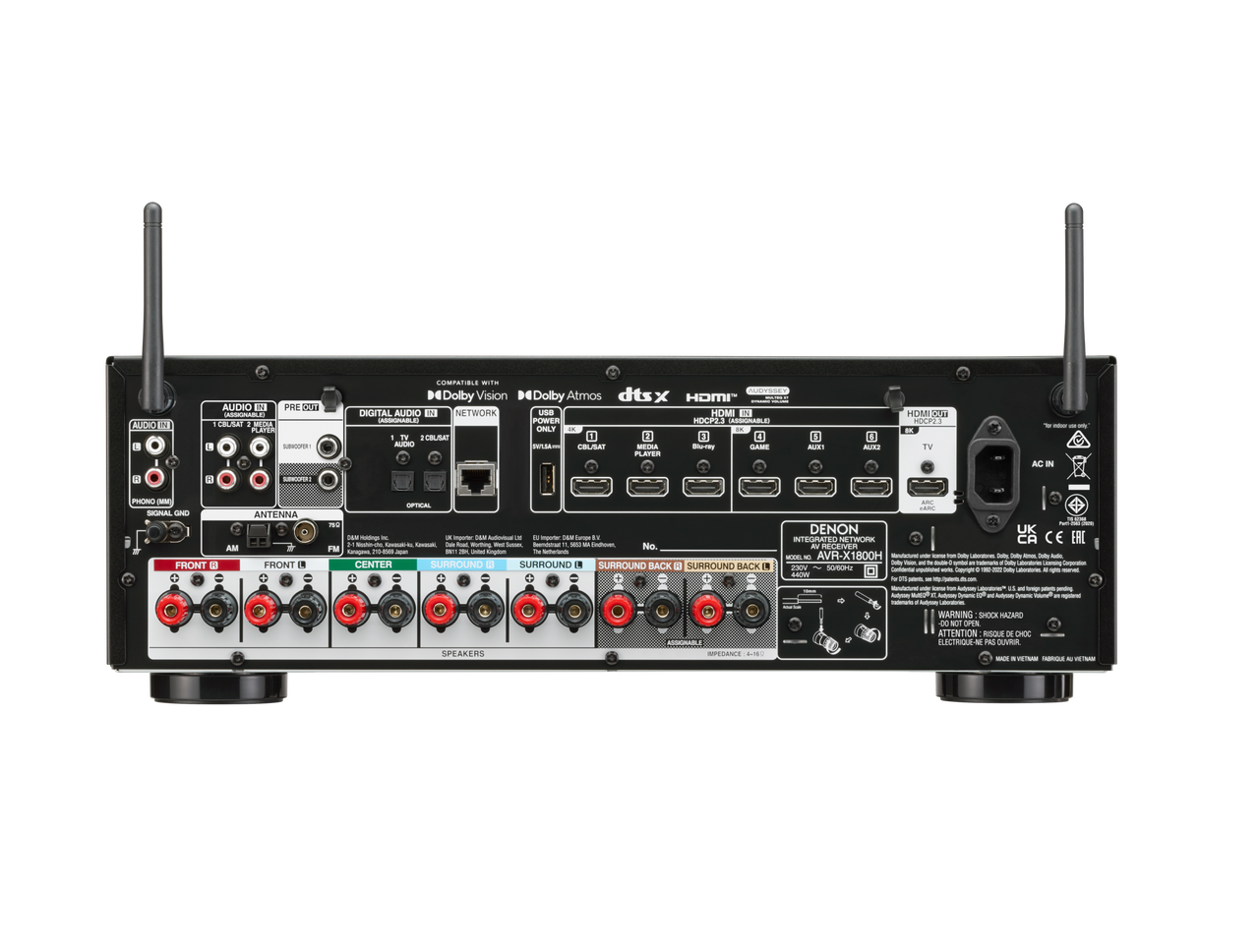 Receiver AV 7.2 CH 8K Denon AVR-X1800HBK