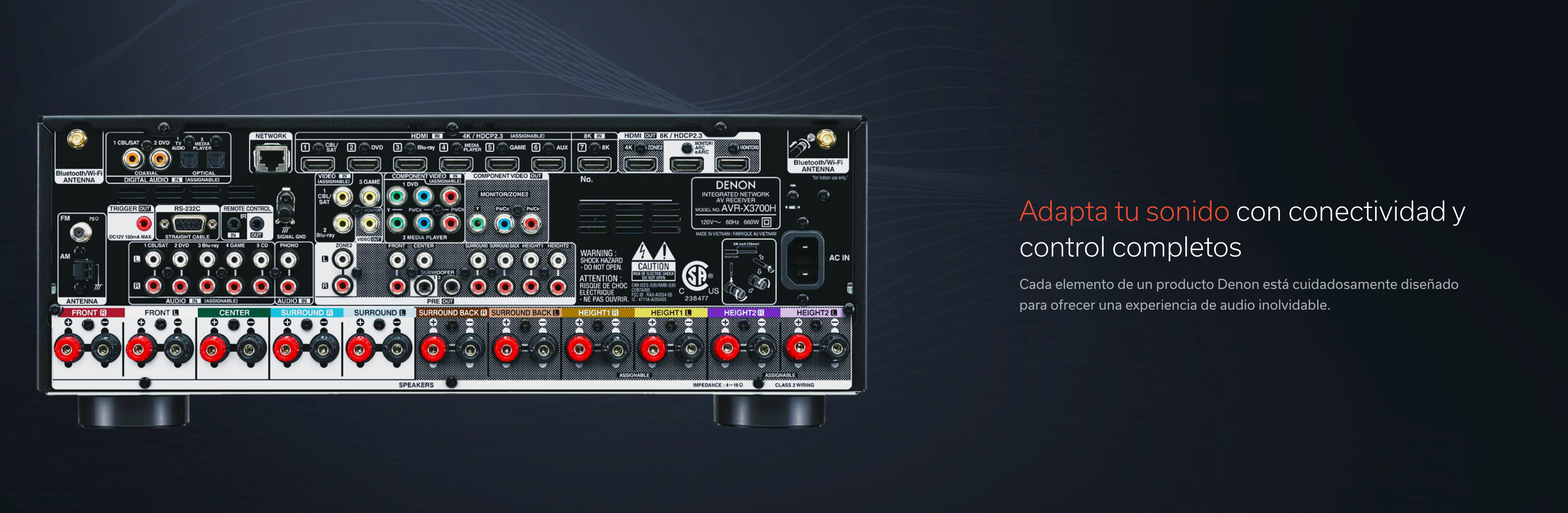 Receiver AV 9.2 CH 8K Atmos Denon AVR-X3700H