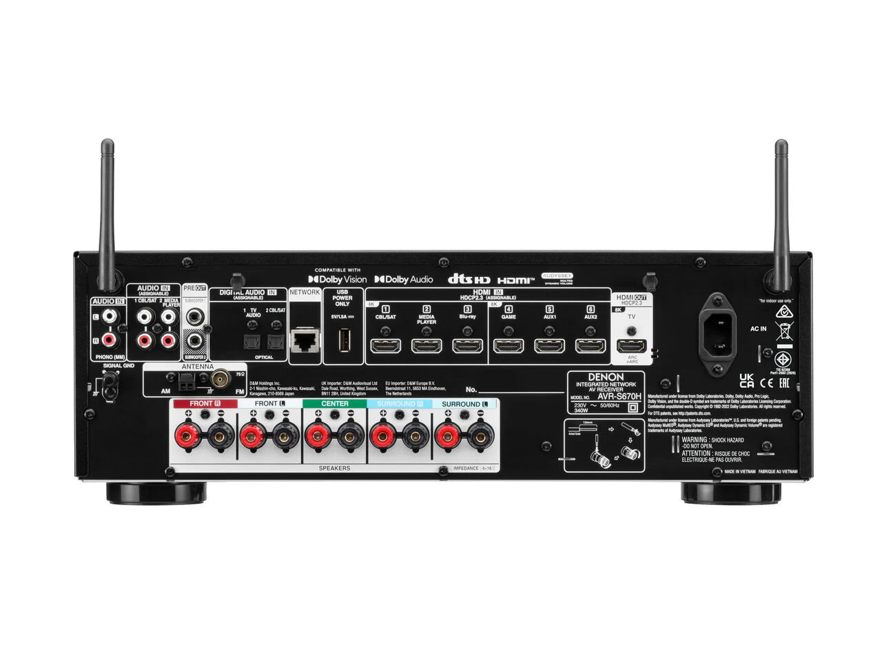 Receiver A/V 5.2 8K WiFi AVRS670HBK Denon