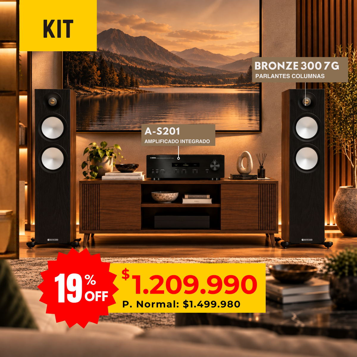 Kit Discovery Columnas Yamaha A-S201 + Monitor Audio Bronze 300 7G