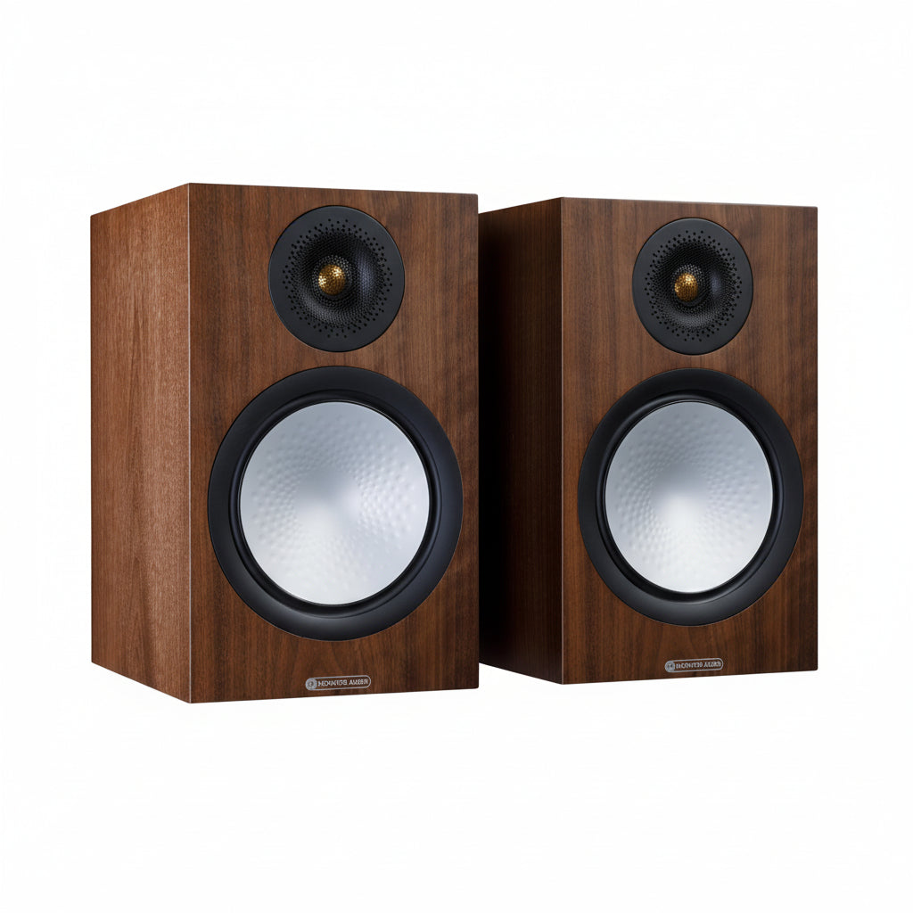 Monitor Audio Parlantes Bookshelf Silver 100 Walnut