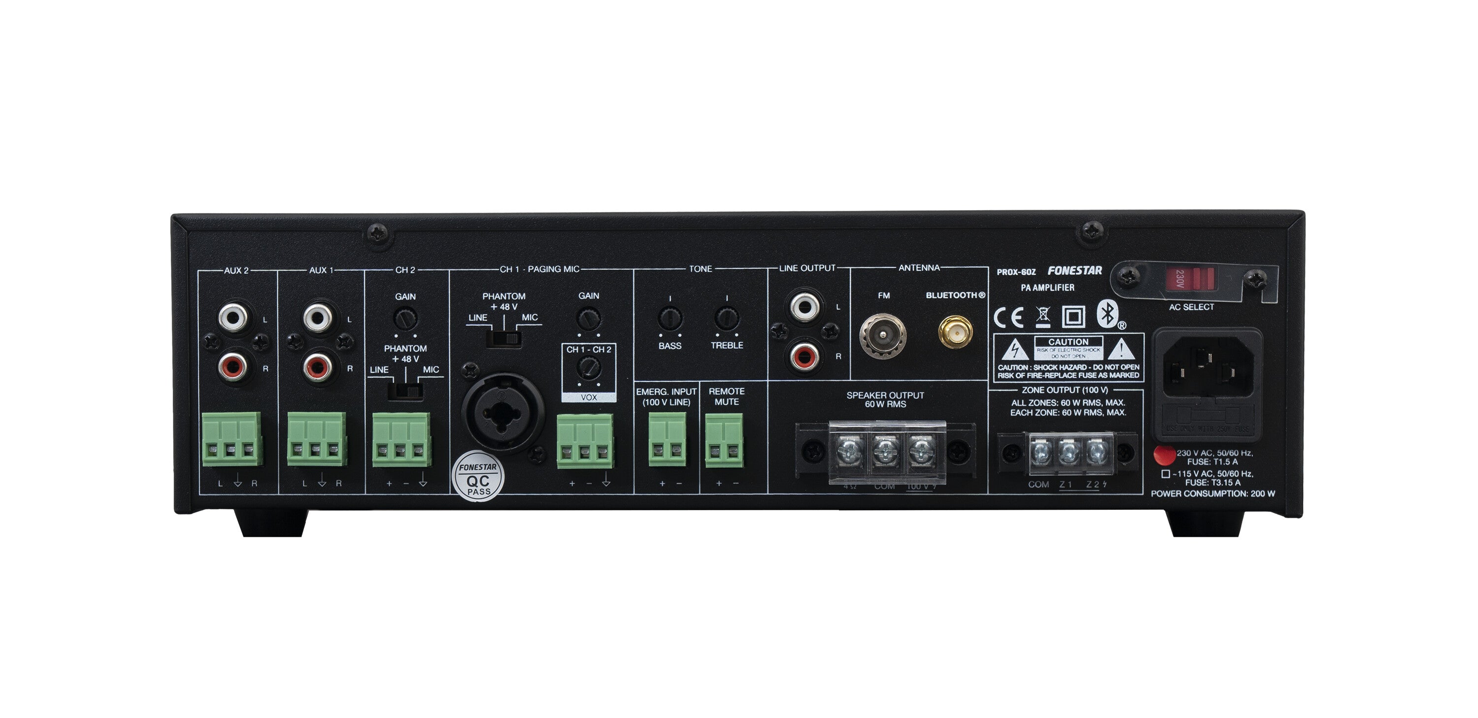 Amplificador de megafonía multizona PROX-60Z Fonestar