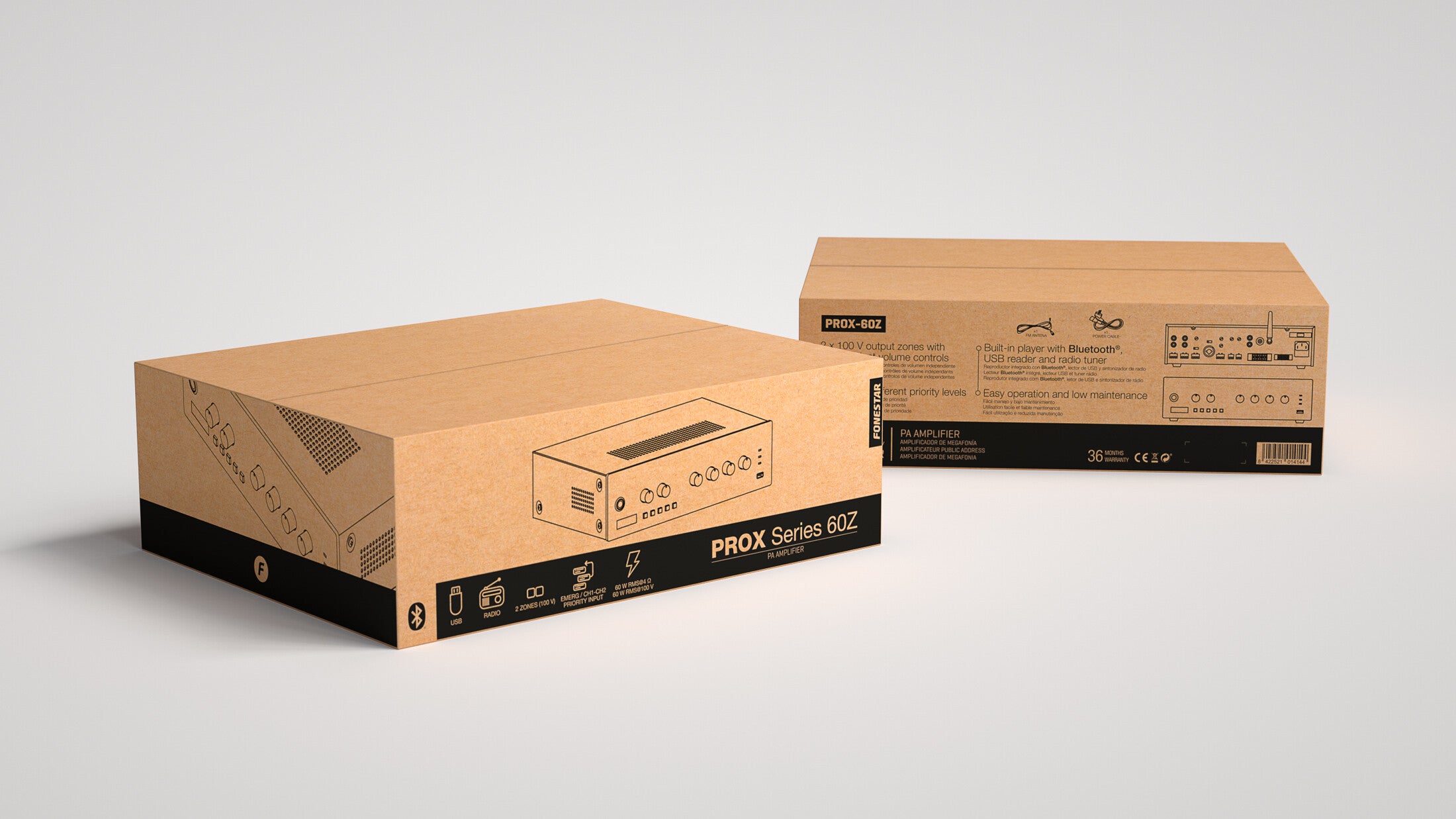 Amplificador de megafonía multizona PROX-60Z Fonestar