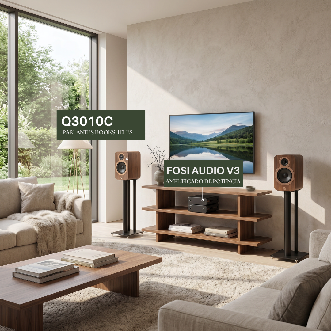 Kit Parlantes Bookshelf Q Acoustics 3010c +Amplificador Fosi Audio V3 (2)
