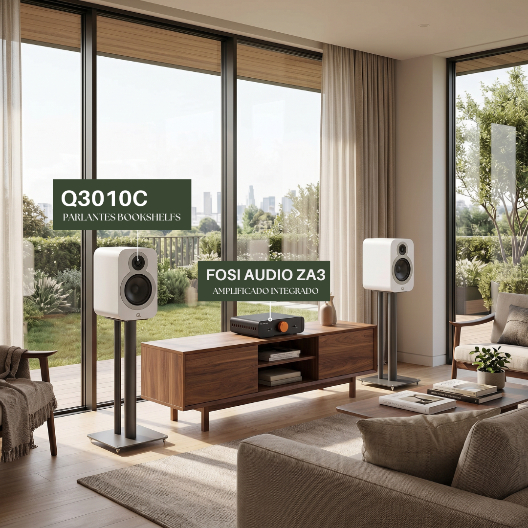 Kit Parlantes Bookshelf Q Acoustics 3010c + Amplificador Fosi Audio ZA3