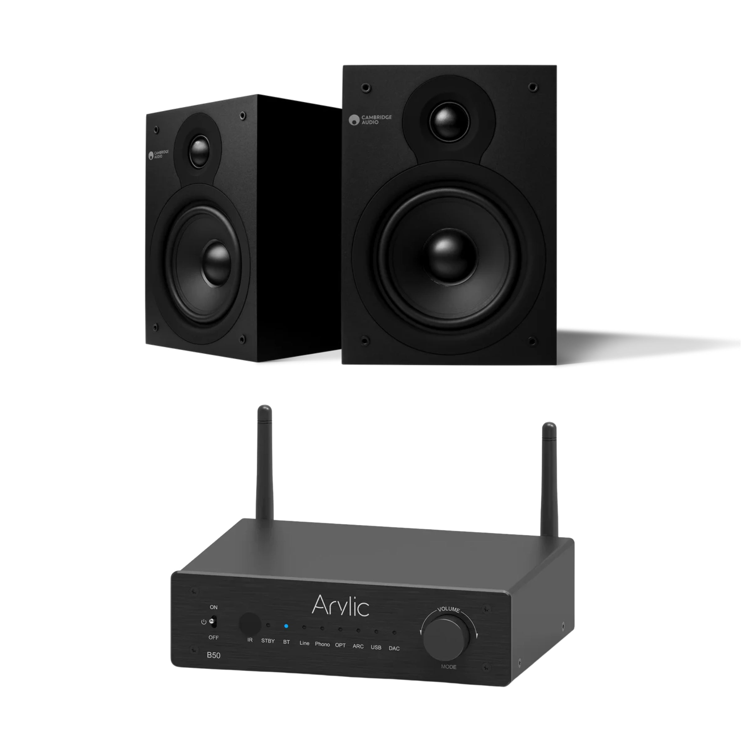 Kit Estereo Parlantes Cambridge SX-50 + Amplificador compacto Arylic B50E