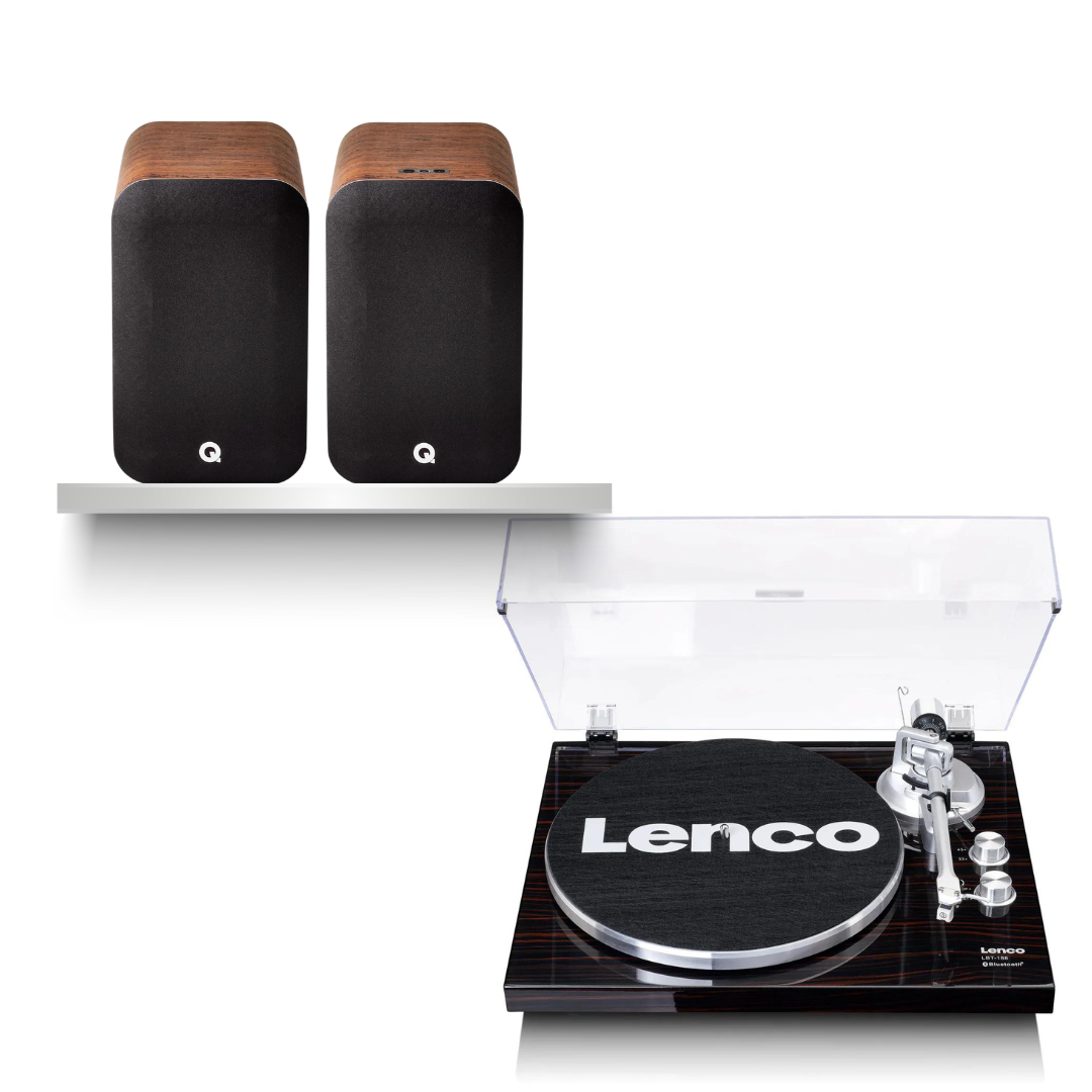 Kit Tornamesa Lenco LBT-188WA + parlantes Activos M20 HD Bluetooth Q Acoustics