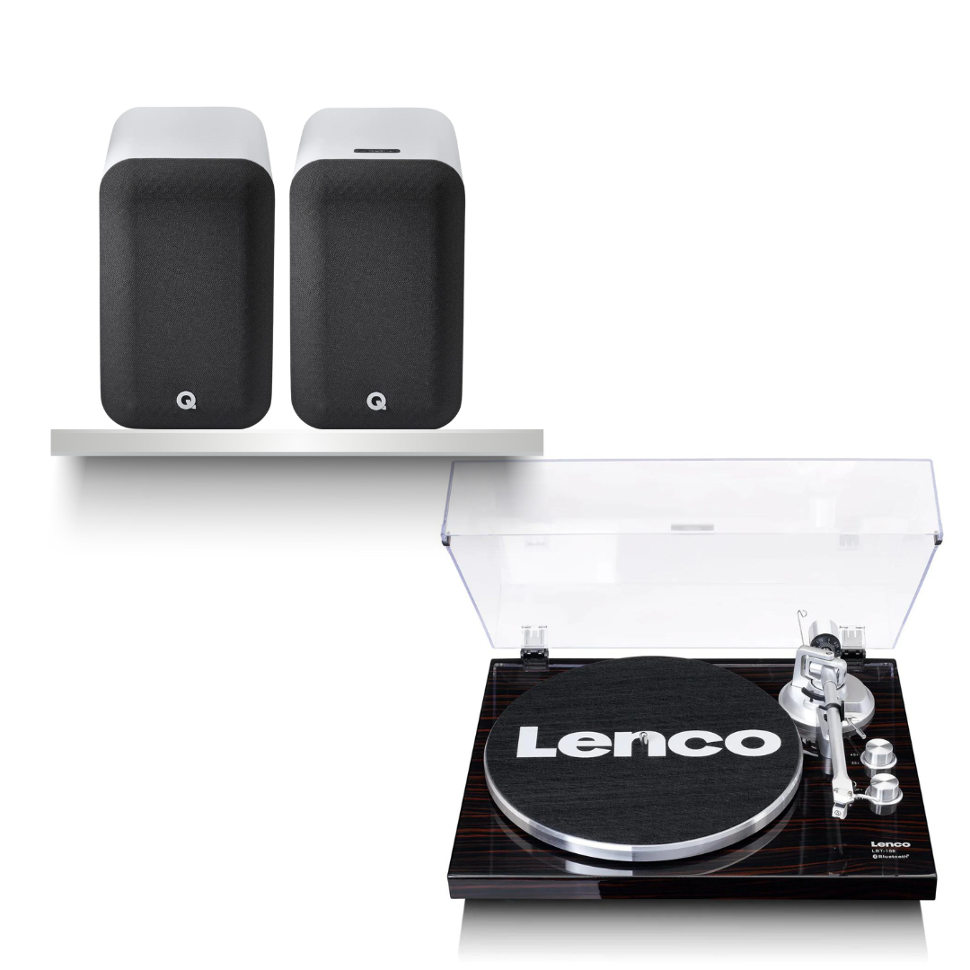 Kit Tornamesa Lenco LBT-188WA + parlantes Activos M20 HD Bluetooth Q Acoustics