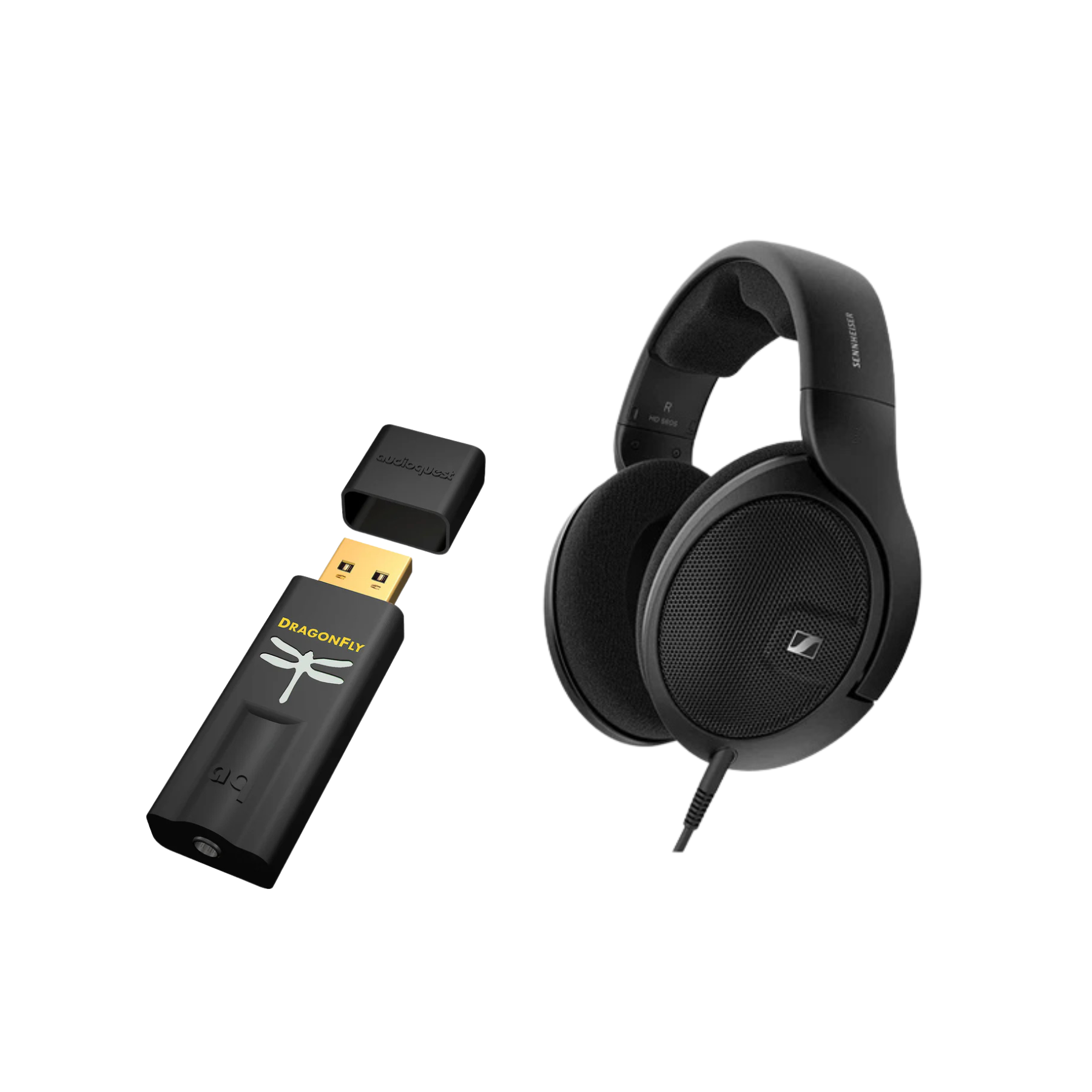 Audífonos HD560s Sennheiser + DAC USB DragonFly Black para Audífonos AudioQuest