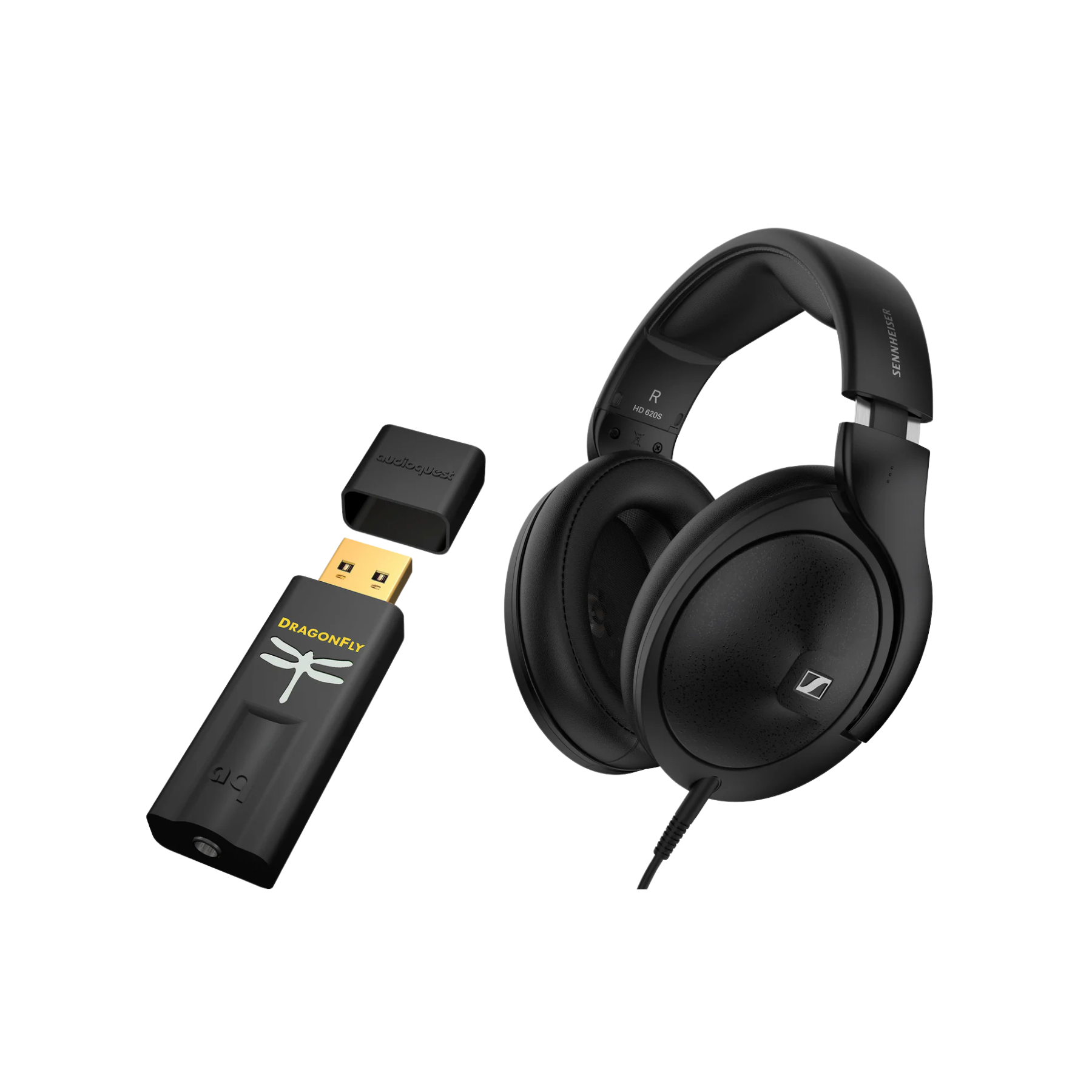 Audífonos HD620s Sennheiser + DAC USB DragonFly Black para Audífonos AudioQuest