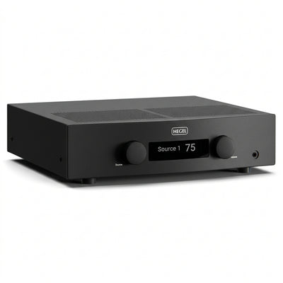 Hegel A200 amplificador integrado vista frontal en ángulo
