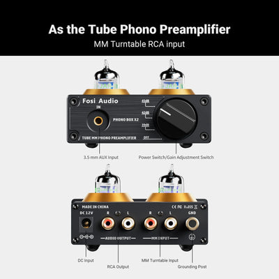 Preamplificador A Tubo MM Phono HiFi para Tornamesas – Fosi Audio Box X2