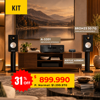Kit Discovery Estéreo Yamaha A-S201 + Monitor Audio Bronze 50 7G + Arylic AirMini