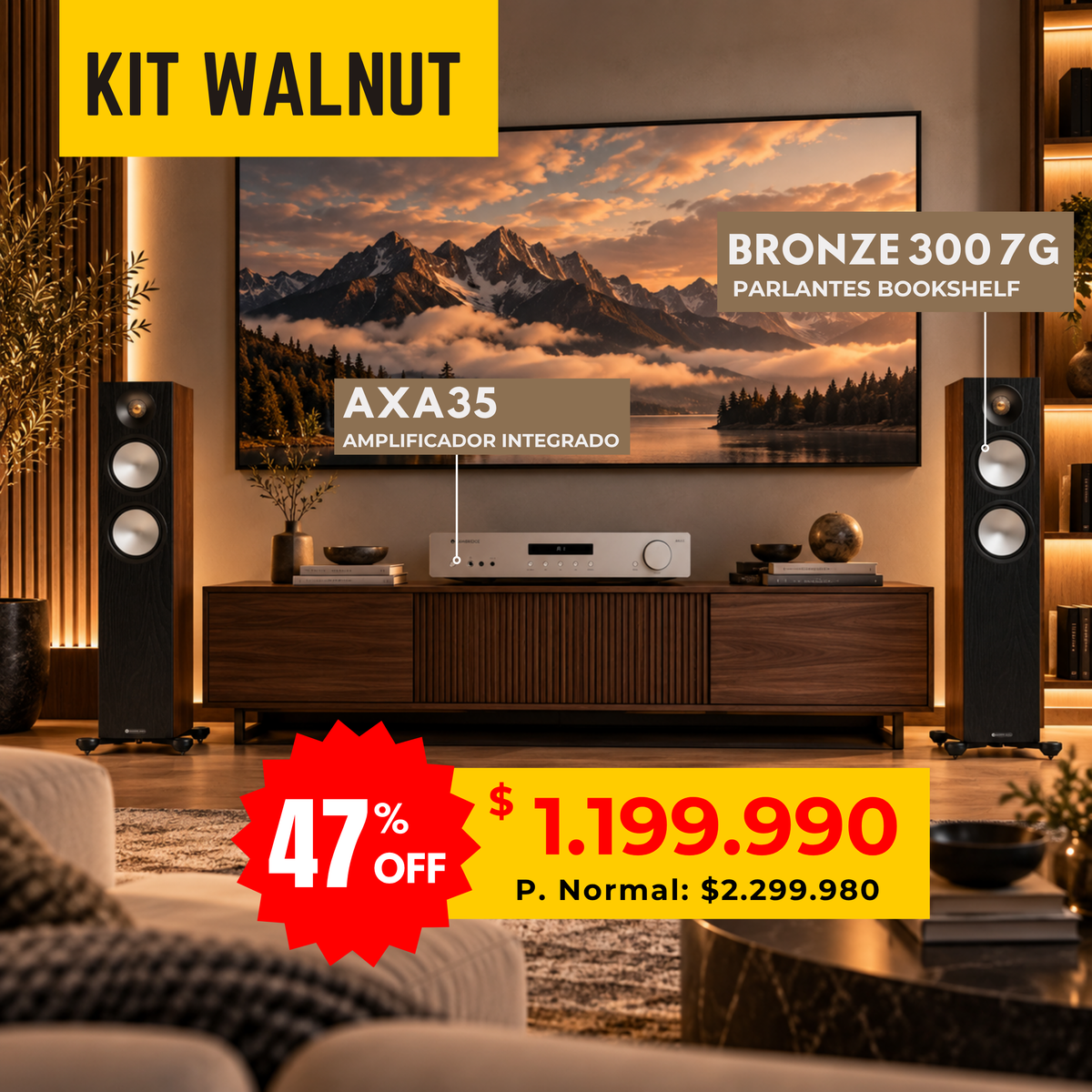 Kit Cambridge AXA35 + Monitor Audio Bronze 300 7G Walnut