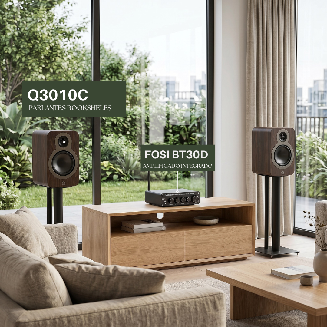 Kit Parlantes Bookshelf  Q Acoustics 3010c + Amplificador Fosi Audio BT30D