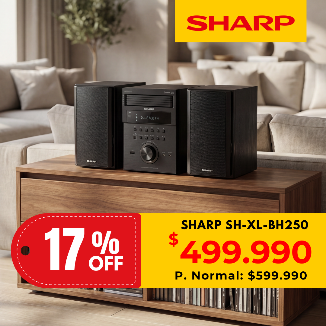 Microcomponente Sharp SH-XL-BH250 CD-Player 5 Disco USB Bluetooth NFC Radio AM/FM
