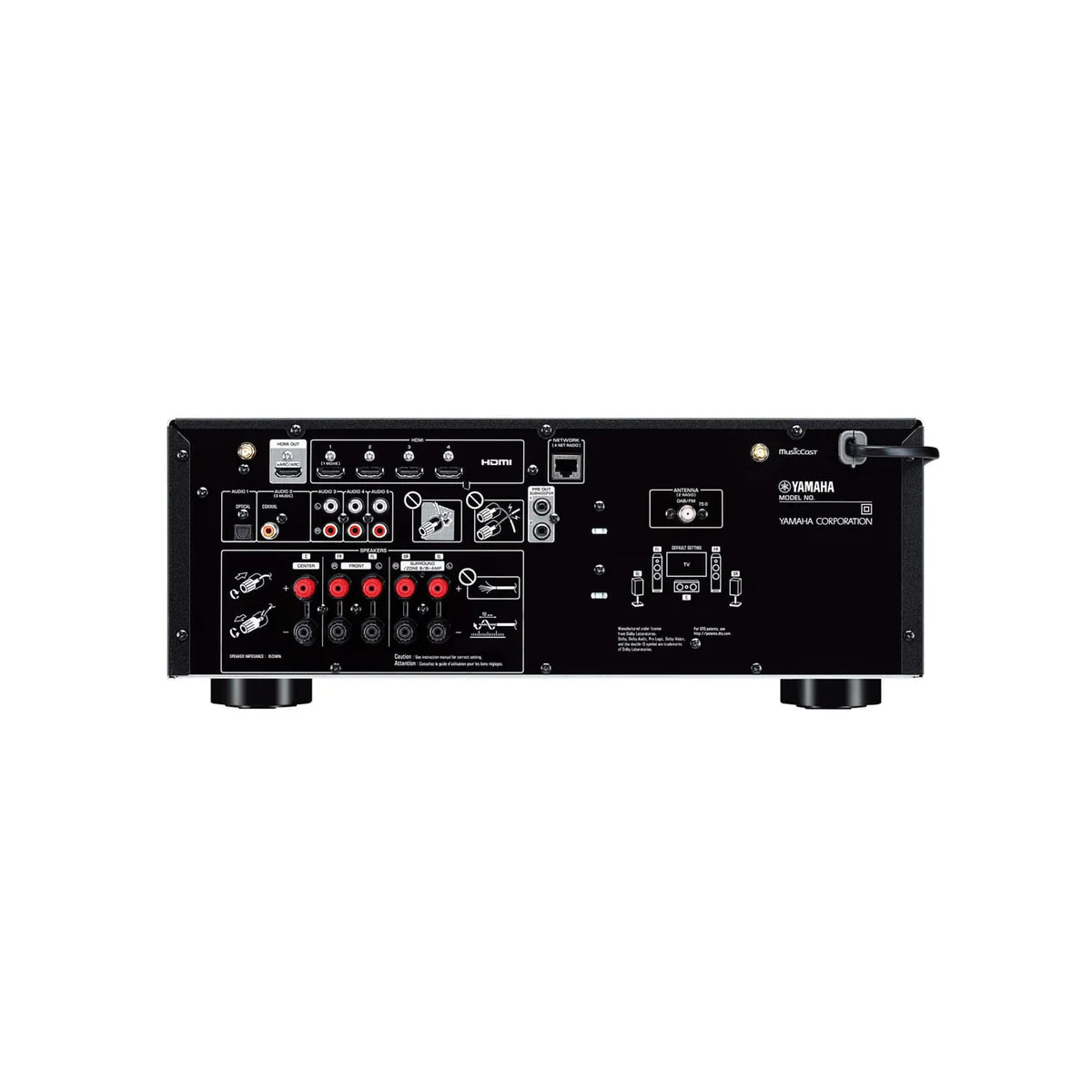 Kit Cine Sistema 5.1 MASS + Receiver AV Yamaha Receiver A/V Yamaha RX-V4A 5.2 4K