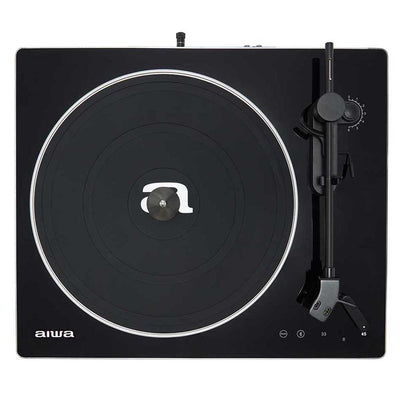 (Open Box) Tornamesa Aiwa a correa y Bluetooth Pre-Amplificada APX-680B